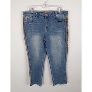 Democracy Skinny Jeans With Leopard Print Tuxedo Stripe Size 16